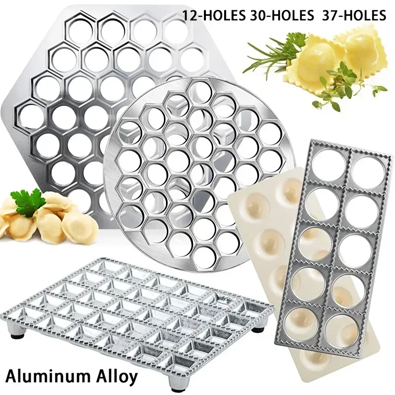 Dumpling Mould DIY Ravioli Mold Dumpling Maker Ravioli Maker Mould Alloy Aluminum Ravioli Stamp Cutter Mold with Tray and Press