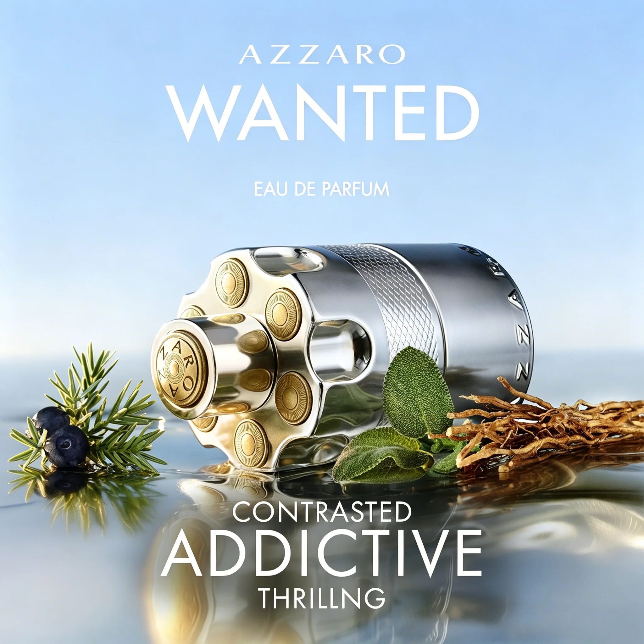 Azzaro Wanted Eau de Parfum – Energetisierendes & Intensives Herrenparfüm – Holziger, Aromatischer & Würziger Duft – Frische Noten von Wacholderbeeren, Salbei, Vetiver – Langanhaltend – Luxusparfüms