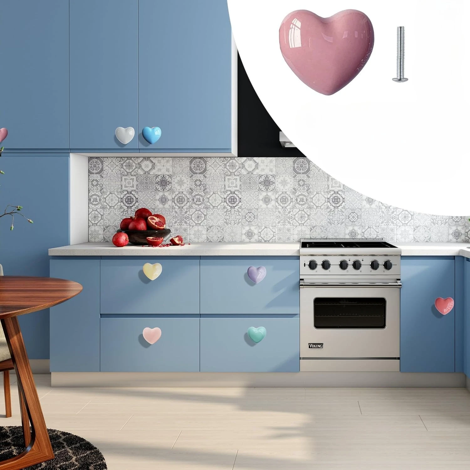 Colorful Heart Ceramic Drawer Knobs With Screws Cute Cabinet Pull Handles For Kitchen Cupboard Wardrobe Dresser Closet Furniture
