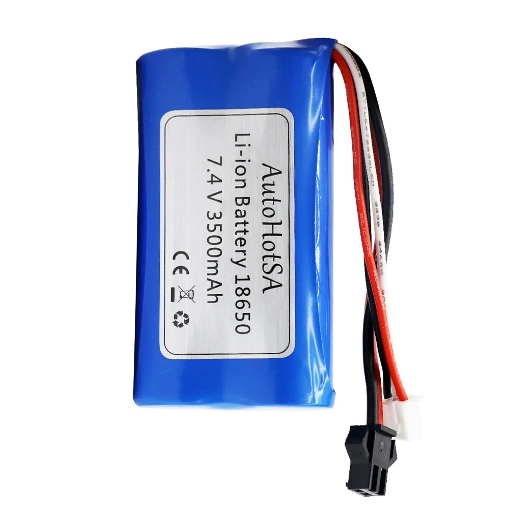 (SM Plug) 7.4V 3500mAh 18650 Lipo Battery for WPL MN99S D90 U12A S033g Q1 H101 Rc Boats Cars Tanks Drones Parts 2S 7.4V Battery