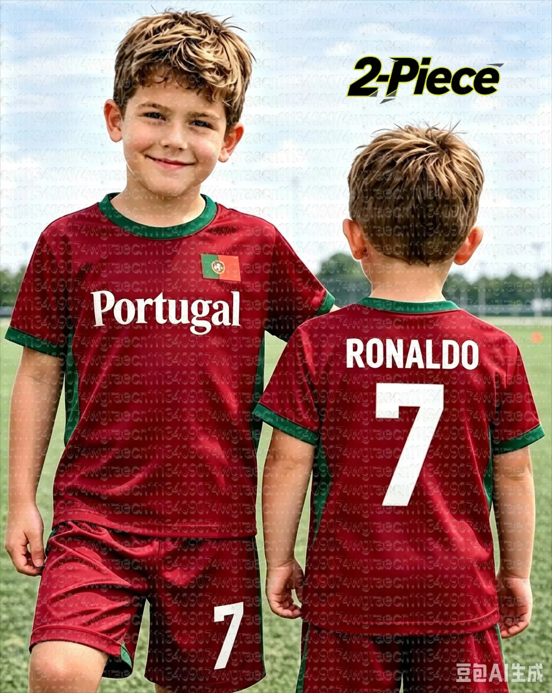 26 Ronaldo Nr. 7 Fußballtrikot-Set für Jungen, T-Shirt und Shorts, Damen, Herren, Harajuku, Portugal-Fan-Shirt, Shorts-Set, Kinder-Trainingsanzug, 2-teiliges Set – Detail 11