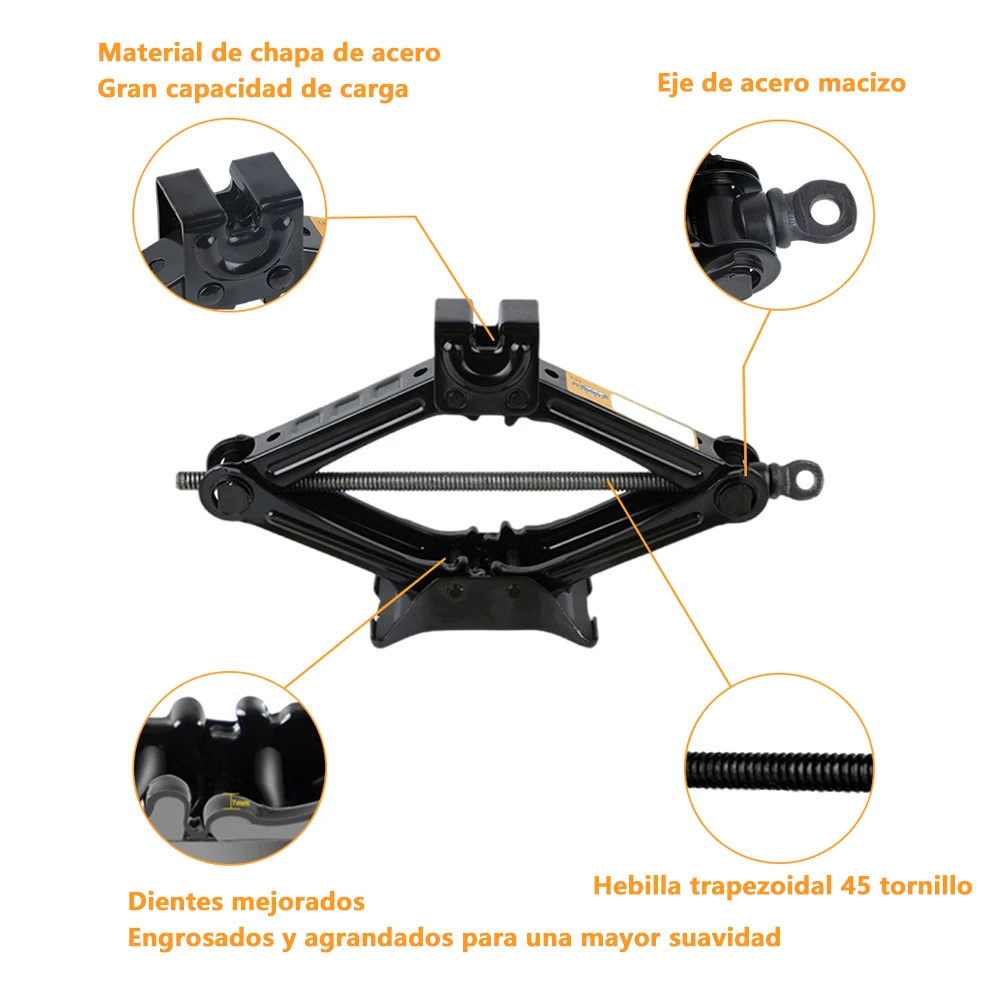 Cric de voiture manuel avec poignée pliable, cric à ciseaux, levage rapide rapide, optique générale, outil de réparation de plaque d'acier, camion de voiture, 2T, 100-390mm