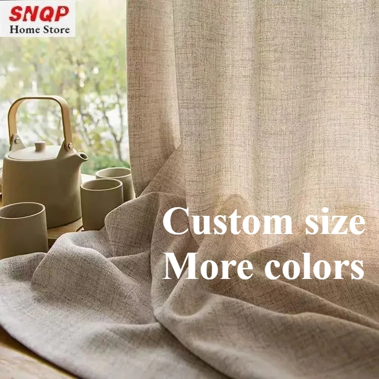 Japanese Thickened Cotton and Linen Semi-Blackout Curtains for Living Room Bedroom Dining Custom Size Tulle Simple Partition