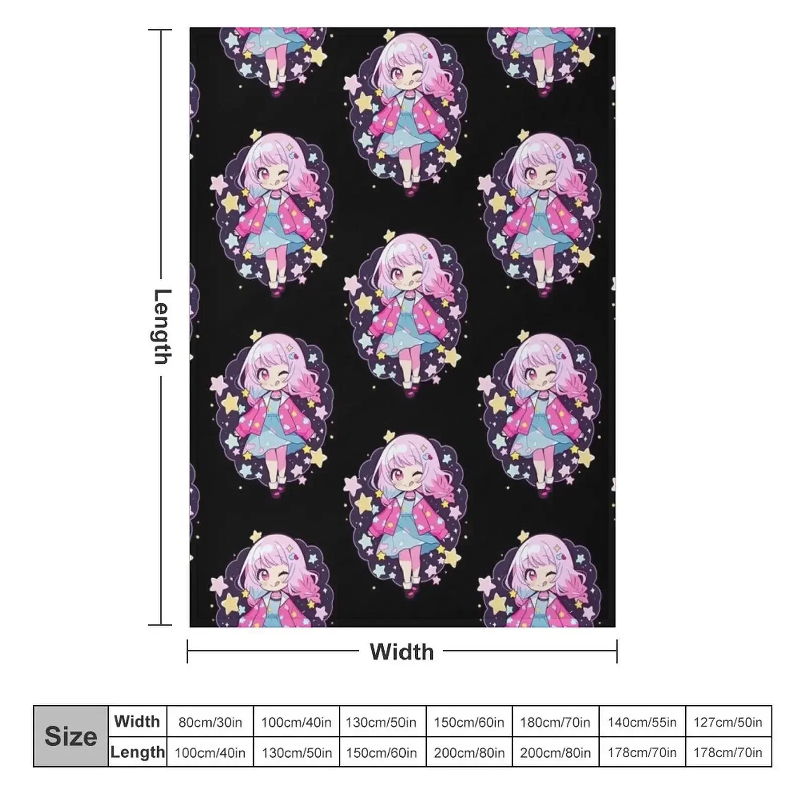 Project Sekai Shirt Emu Otori Cute Stars Kawaii Chibi Throw Blanket for babies Custom Blankets