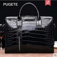 pugete new crocodile leather handbag men's horizontal single shoulder bag laptop large capacity business document