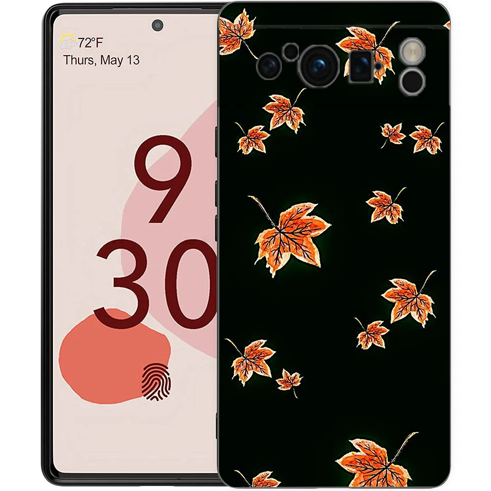 Autumn leaves fall fox pumpkin Halloween Phone Case For Google Pixel 8 A 7 6 Pro 6A 5G Black Soft Back Cover Silicone TPU Shell