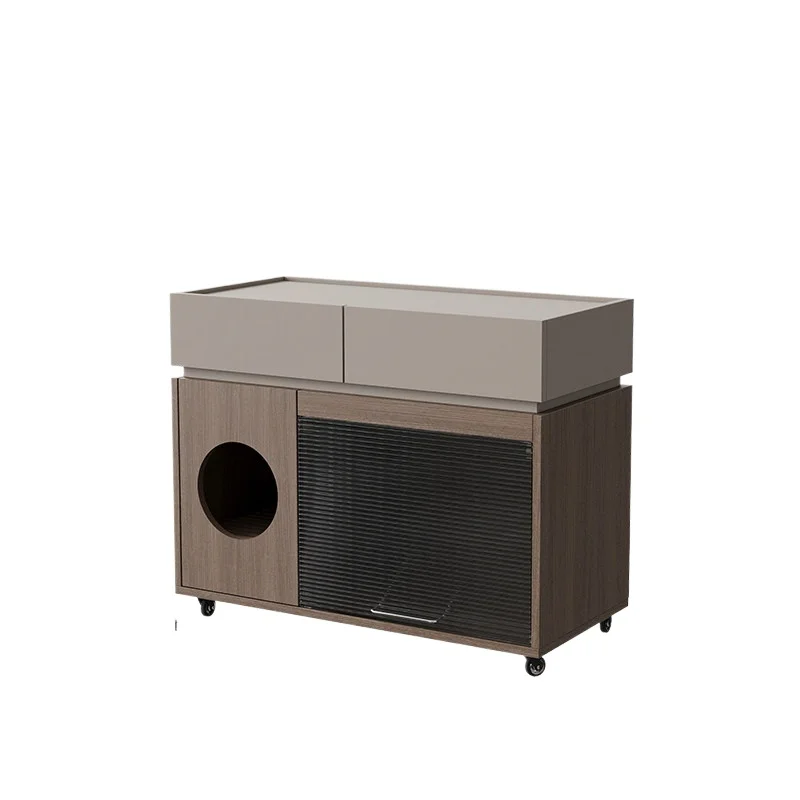 

cat litter cabinet, Italian minimalist living room removable sofa edge, closed cat toilet cabinet