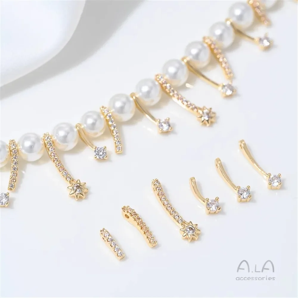 

14K Gold Bag Zircon Meteor Shower Collarbone Chain Necklace Bead Pendant DIY Handmade Jewelry Accessories