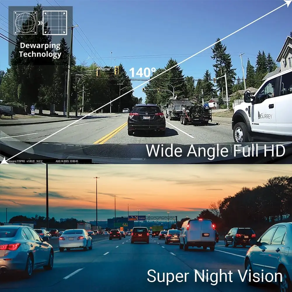 F70 PRO Dash Cam, 1080P Full HD WiFi Dashcam for Car Camera, Compact Design, Super Night Vision, G-Sensor, Smart Parking Mode, S