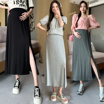 אופנה מודאלי לידה חצאיות הריון קוריאני גרסה גבוהה חצאית הריון חצאית חצי גוף בהריון שמלת כלה מוצק