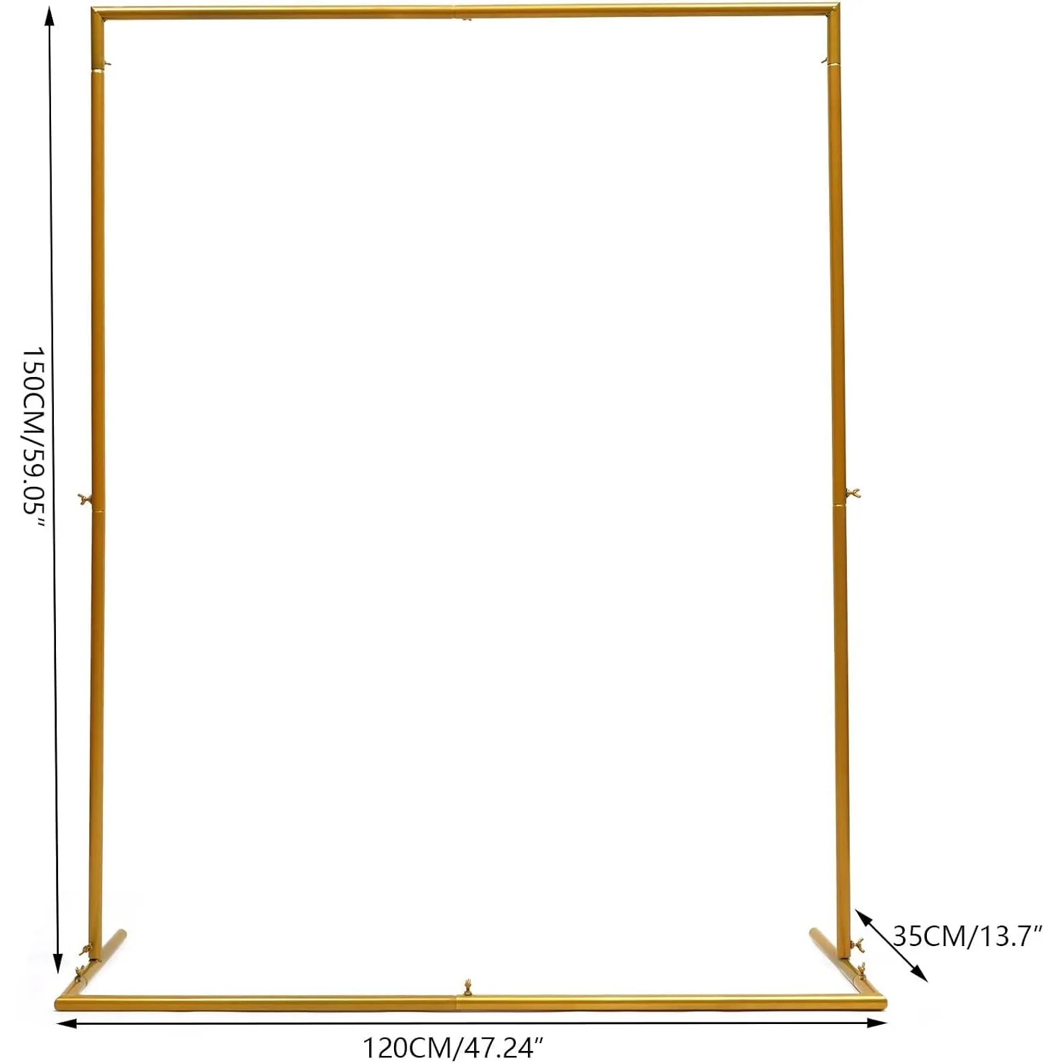 Metal Wedding Arch Portable Pipe and Drape Curtains Backdrop Stand for Ceremony Square Gold Arch Party Photo Booth Decor