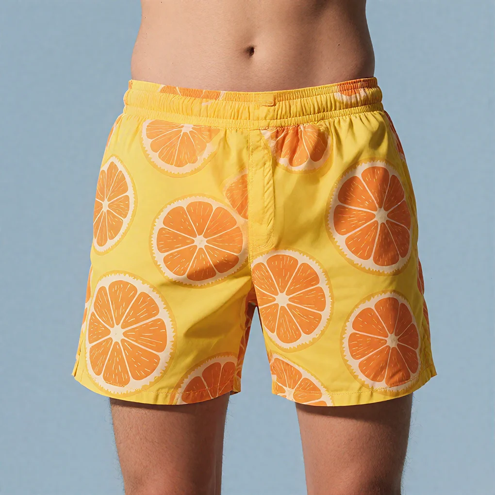 

Men's Hawaiian 3D Fruit Orange Summer Pattern Beach Shorts Quick Dry Outdoor Leisure Sports Shorts Fashion Men's Shorts