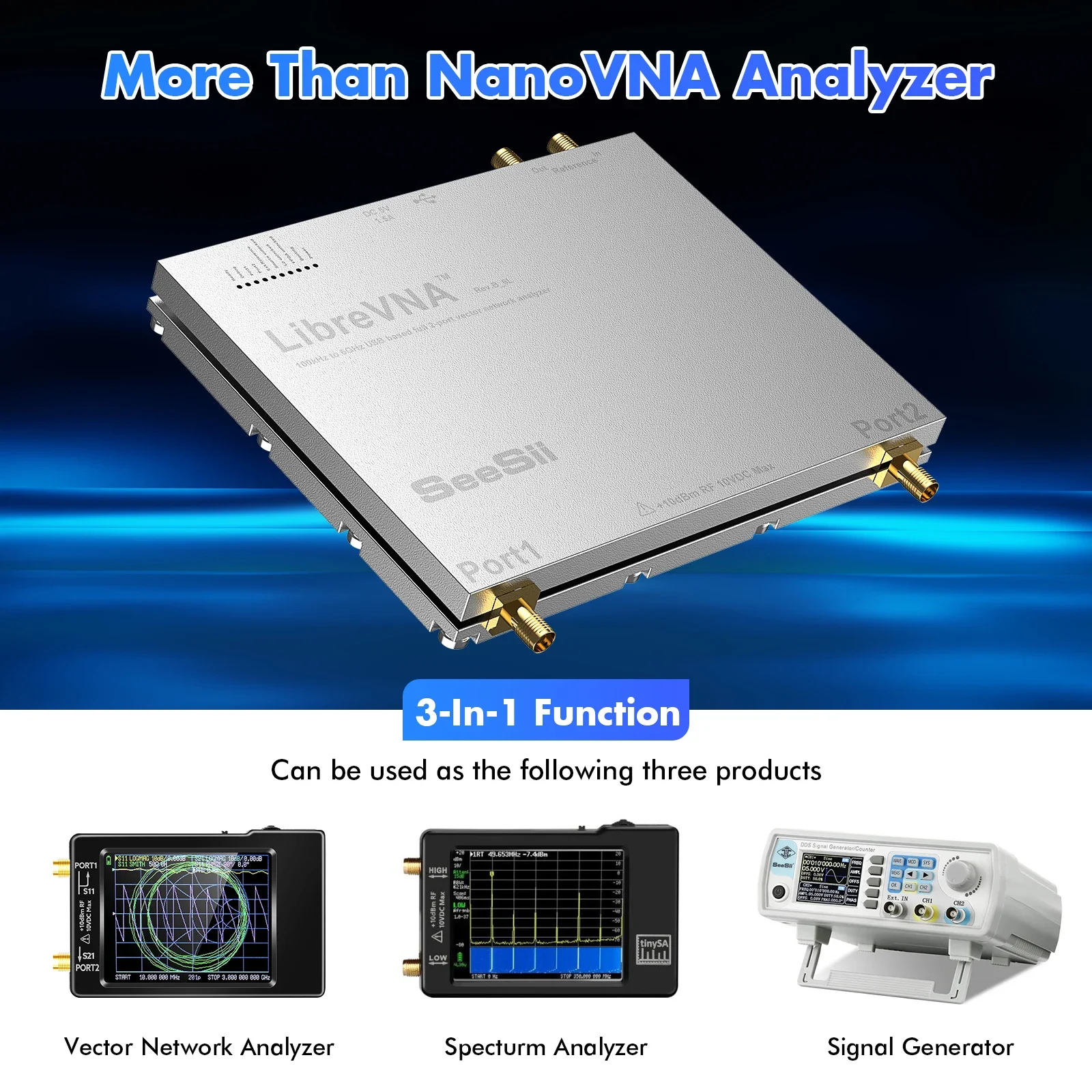 LibreVNA 100kHz-6GHz Vector Network Analyzer Profesional NanoVNA Antenna Analyzer USB Based Full 2-Port with External Reference