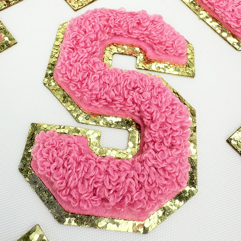 Gleit Towel embroidered 6.5cm pink English letters DIY luggage accessories Clothing accessories Self-adhesive embroidery patch