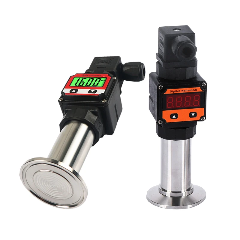 الغذاء الصيدلانية غشاء مسطح جهاز إرسال الضغط الصحي فلوش الحجاب الحاجز المشبك 50.5 مللي متر LCD 4-20mA عرض استشعار الضغط #1