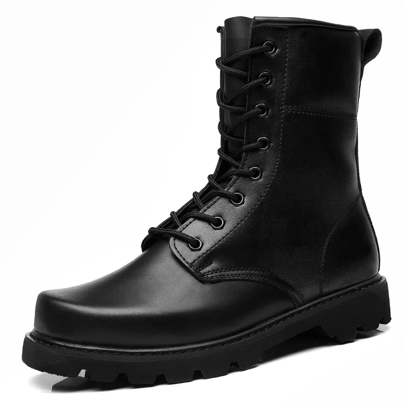 Steel head steel bottom anti-riot  boots men\'s high-top boots leather men\'s boots tooling boots large size combat boots