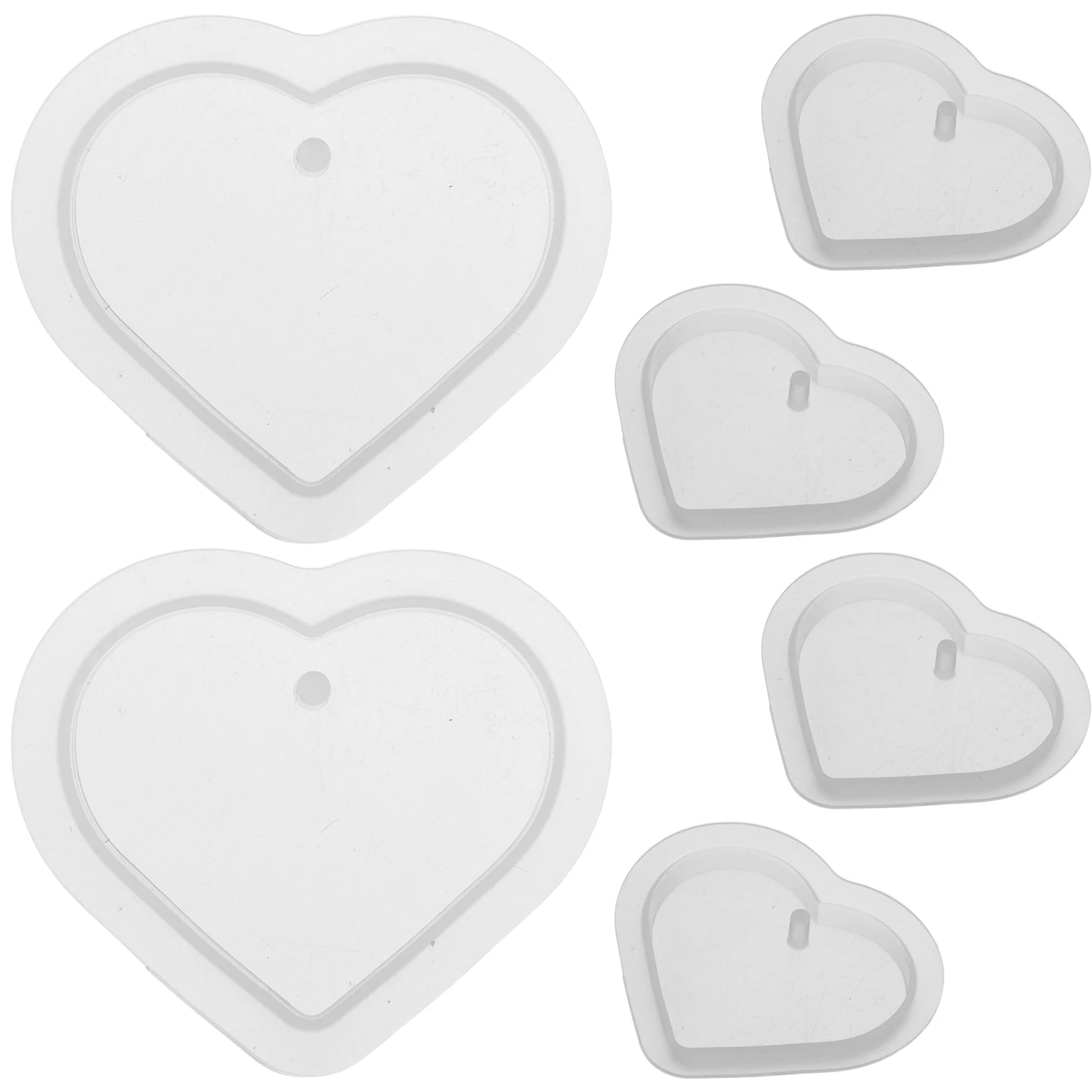 

6pcs Heart Silicone Mold for DIY Resin Necklace Pendant Keychain Ornament Pet Tag Valentine Earrings Charm