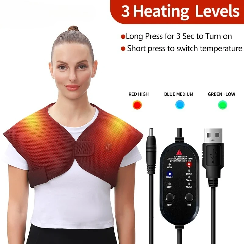 Electric Heating Shoulder Back Brace Winter Warm Vest Shoulder Back Hot Compress Muscle Relaxation Helpful for Sleep