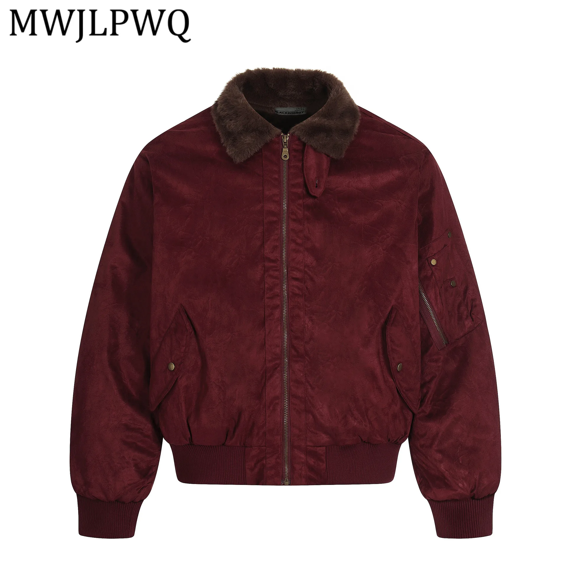 

MWJLPWQ Men's Clothing American Warm Cotton Flight Street Style Long Sleeve Suede Padded Jacket 2006 New Spring Winter 13101