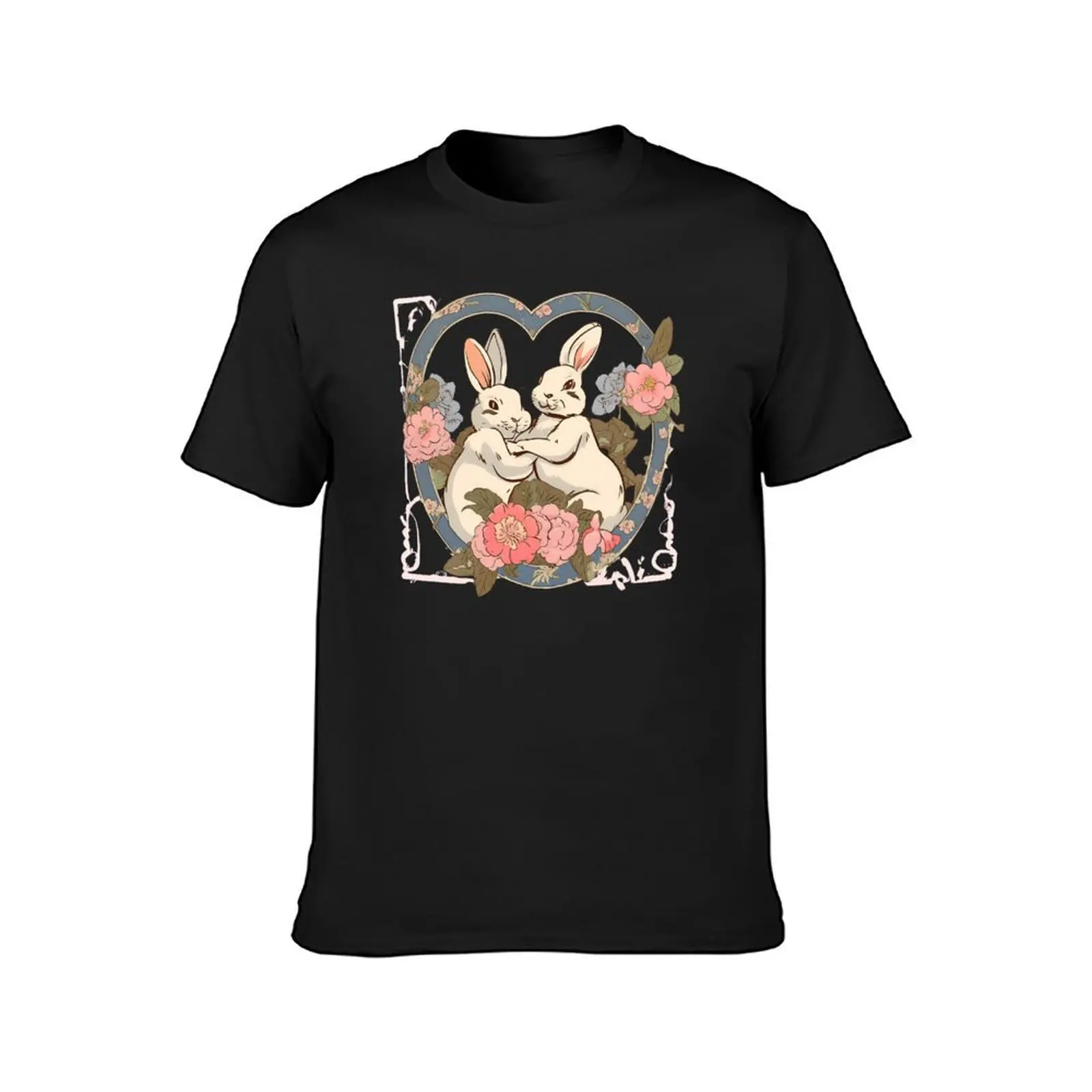 Vintage Rabbit Bunny Playing Fight Lovely Bunnies Lover T-Shirt customs summer clothes men clothes