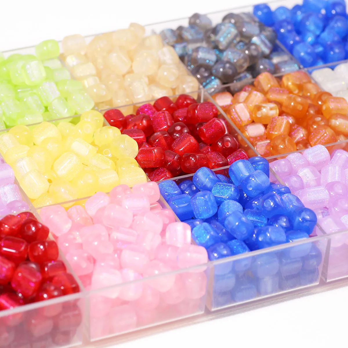 11mm Acryl Farbwechselnde Sternmuster-Quadratrohre Mehrfarbig Handgefertigt DIY Geeignet für Schmuckherstellung Perlenzubehör