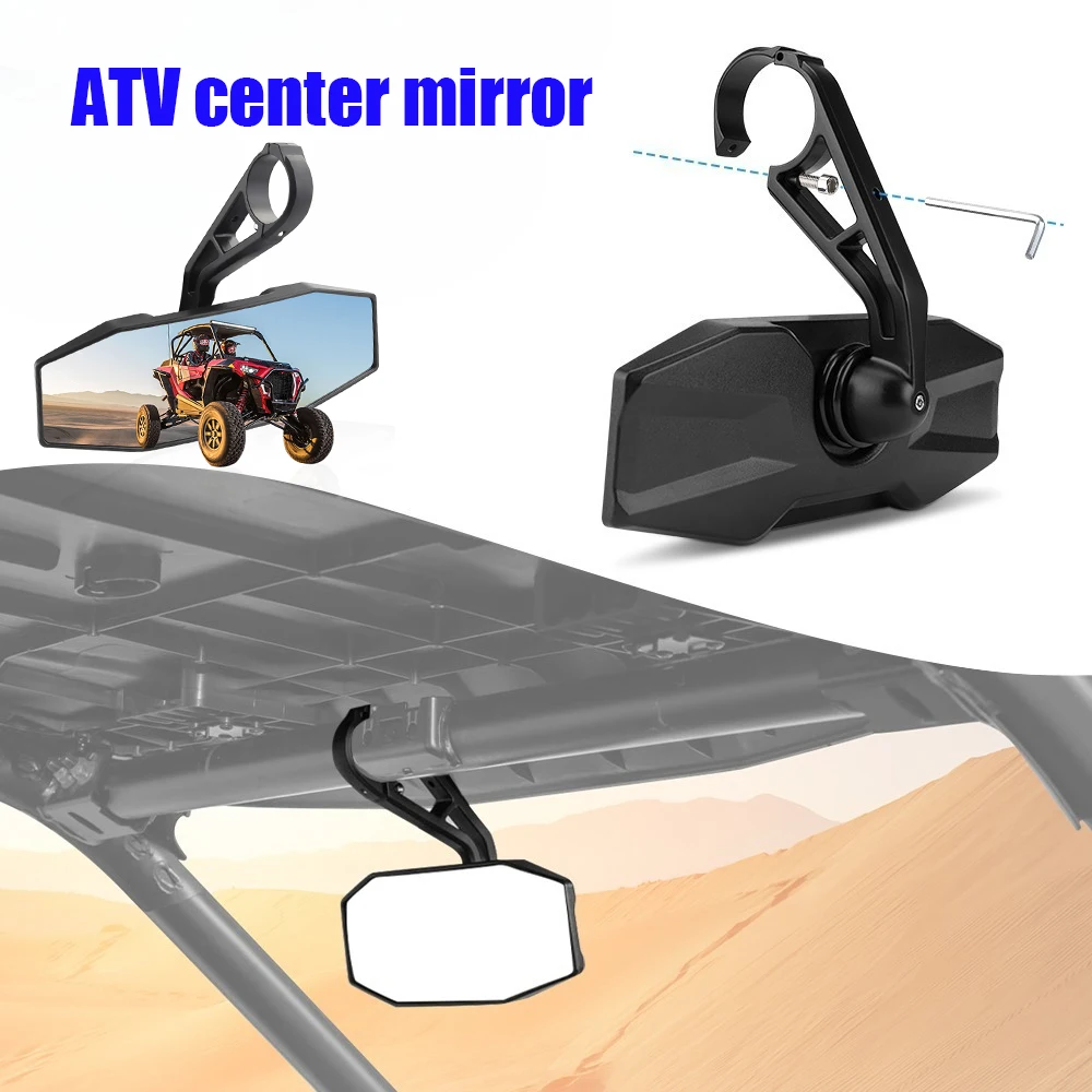 

ATV Center Mirror 360° Rotatable Clip on ATV Mirror Shockproof For Mud Sand Desert Dune Adventures and Trail Riding 1 Pcs