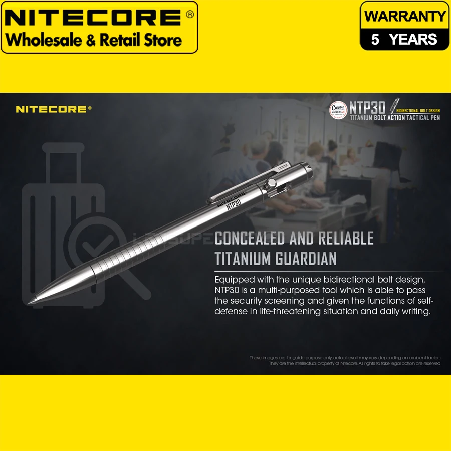 أداة متعددة الأغراض NITECORE NTP30 قلم تكتيكي/كسر زجاج من التيتانيوم