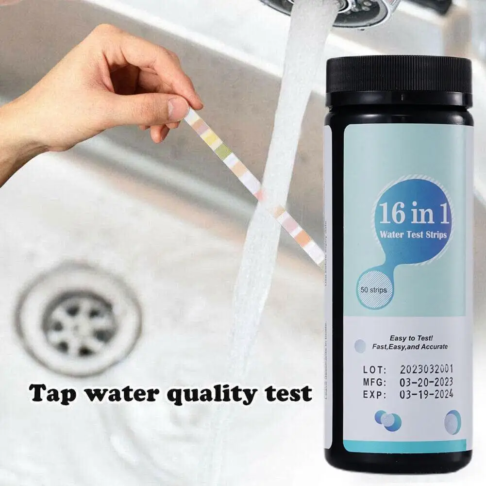 50/100PCS 16 In 1 Drinking Water Test Kit PH Hardness Test Strips Chlorine Iron Nitrate Nitrite Lab For Testing Spa C1L7