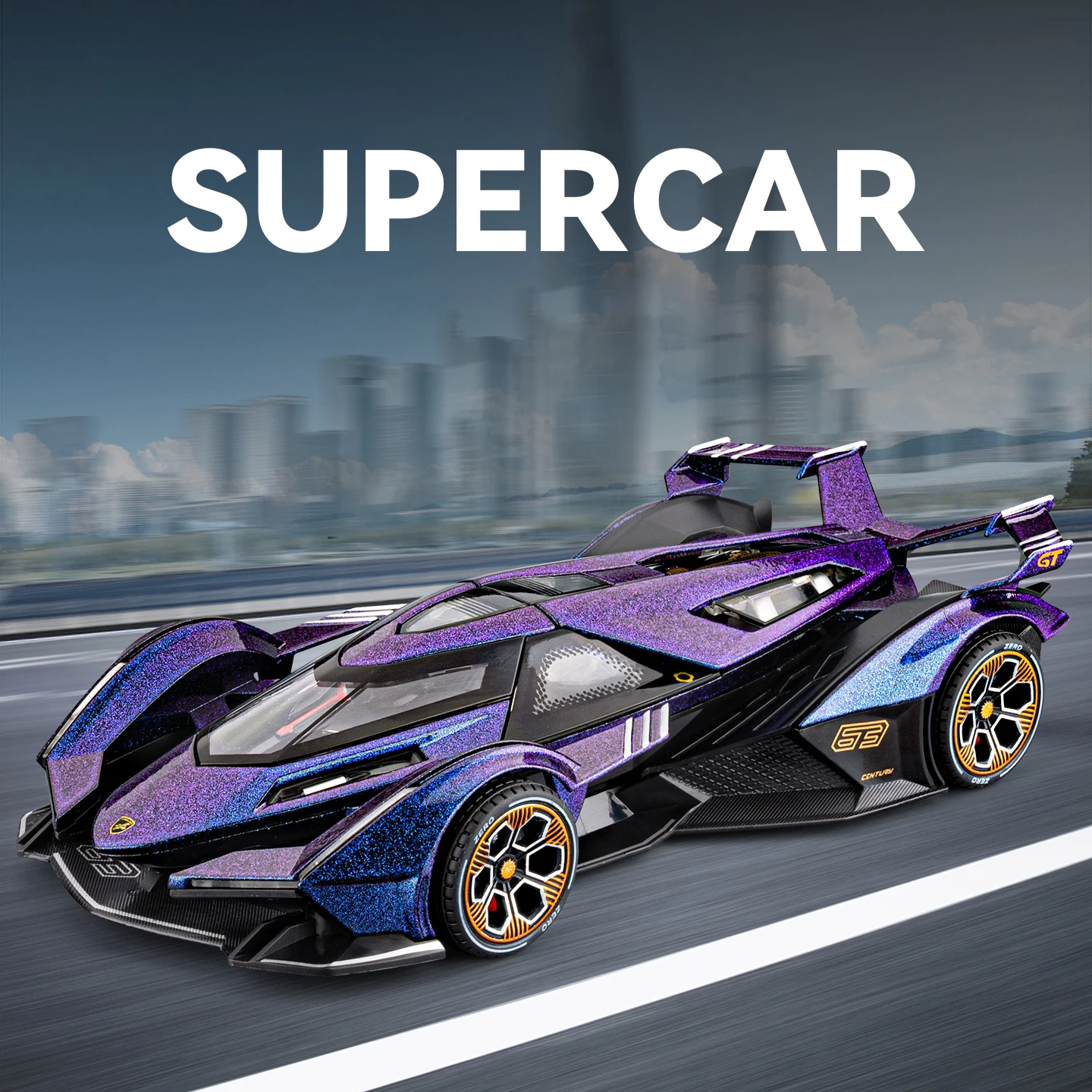 Nieuwe 1:24 Gesimuleerde Lambo V12Gt Legering Model Auto Geluid En Licht Trek Speelgoed Auto Metalen Sportwagen Jongens Collectie Ornamenten Gift