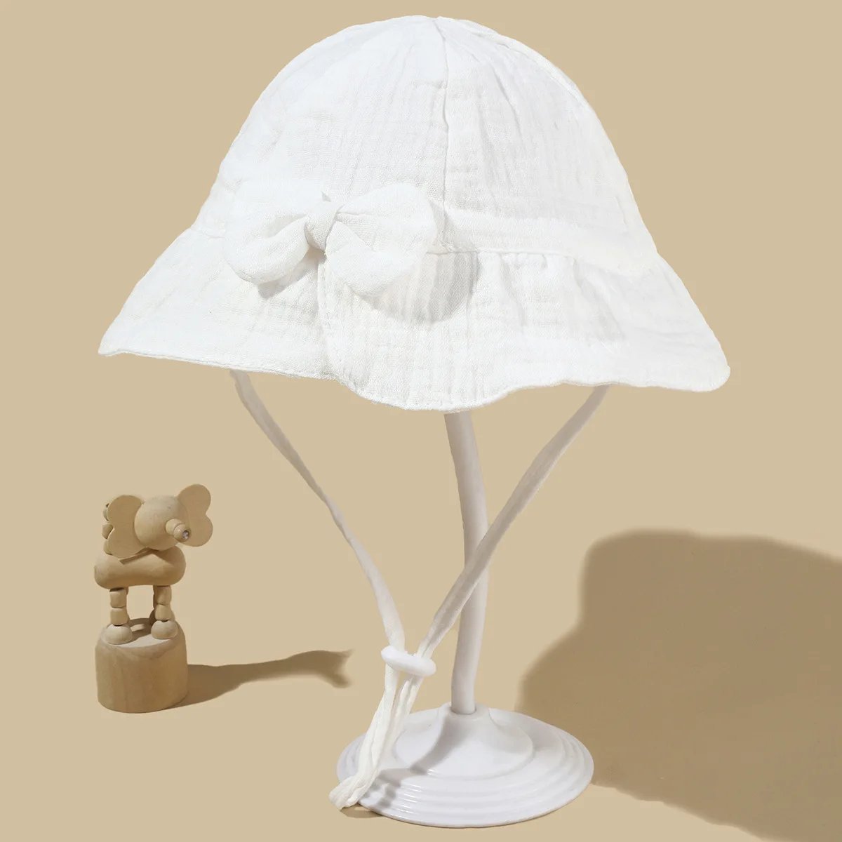 Babykatoenen wastafeldop, babyzonnehoed, vissershoed met print en strik, buitenhoed voor kinderen - afbeelding 1