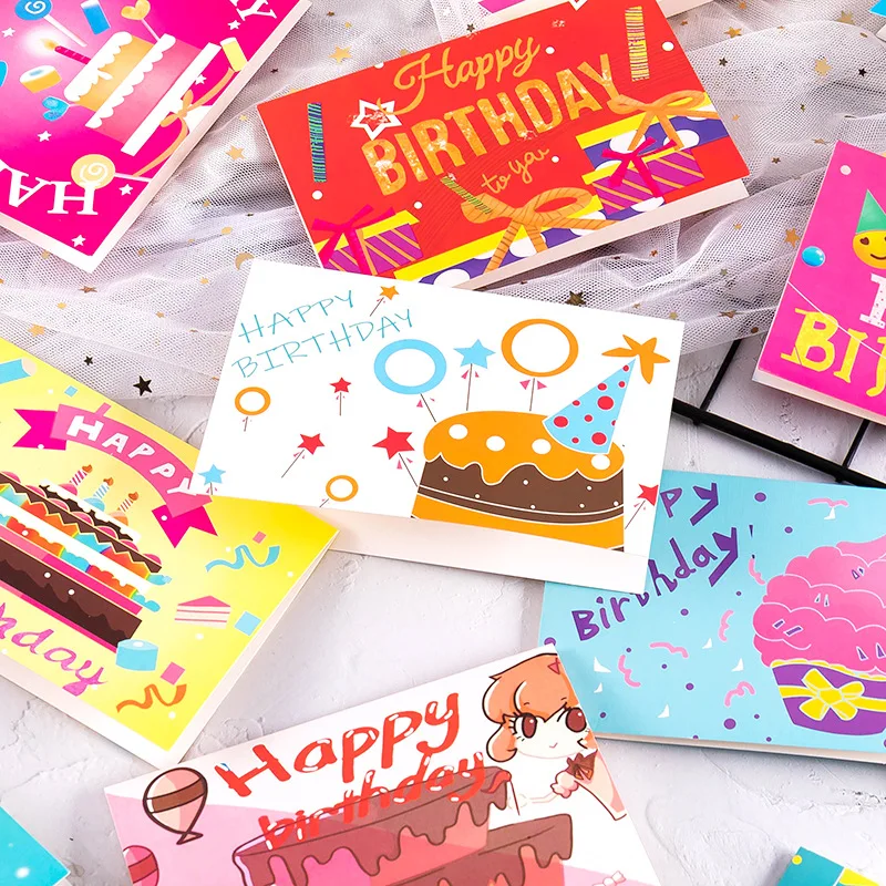 5PCS Happy Birthday Card Colorful Greeting Card Gift for Kids Birthday Party Gift of Friend Birthday Tarjetas De Invitacion