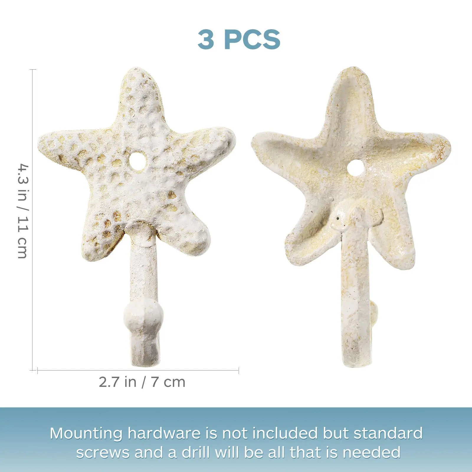 

3 Pcs Hooks Iron Decorative Coats Hats Decorative Hooks Towels Kitchen Multi Purpose Easy Install