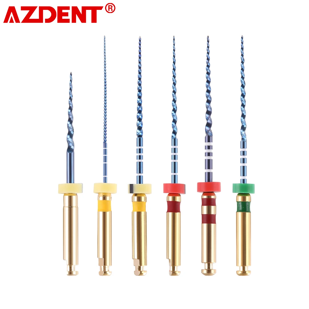 

AZDENT 6 Pcs Dental Endo File Engine Use 25mm Nickel Titanium Root Canal Instrument Taper 02 04 06 07 Dentistry Flexible Tools