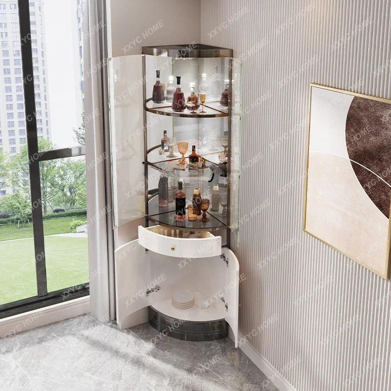 على الطراز الإيطالي مثلث النبيذ مع درج مثلث خزانة زاوية موبليس دي صالون درج الأثاث armario Joyero con espejo #5