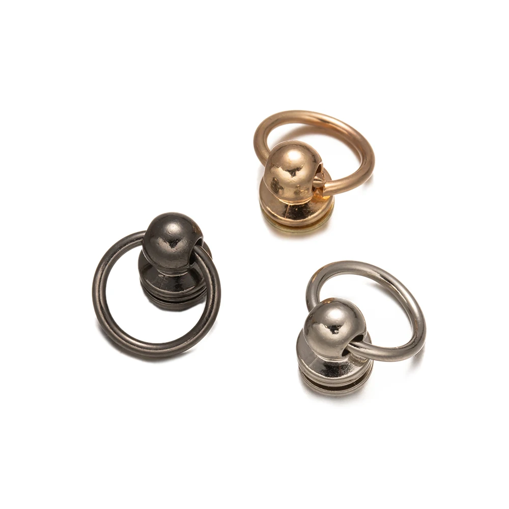 20Pcs Metal Screwback Screw Rivet Stud Round Head Nail with Pull Ring DIY Clothes Bags Wallet Phone Accessories Making Crafts