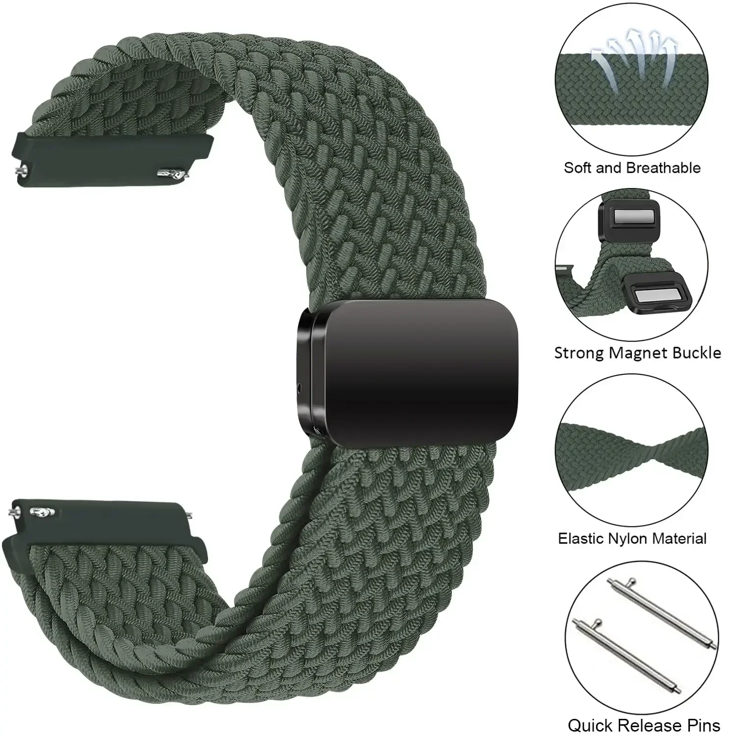 20mm 22mm Nylon Strap for Garmin Forerunner 165 55 965 265 Music /Vivomove Trend/Venu 3 Correa Band Garmin Vivoactive 5/Active 5