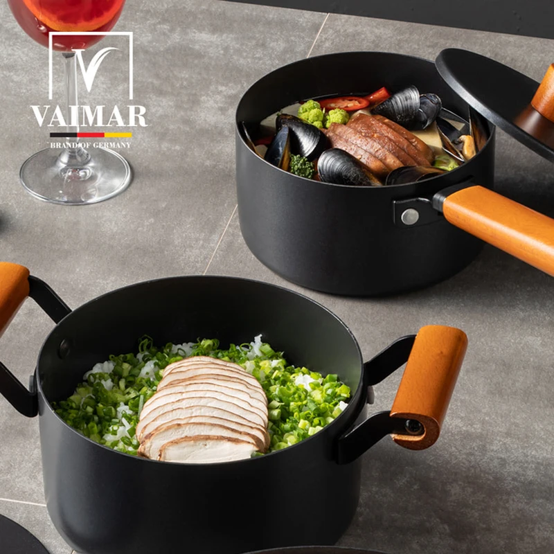 [VAIMR]-وعاء صلب مقاوم للصدأ للفاصوليا السوداء ، طقم إناء 2 ، 16 + 18 محيط محيطي