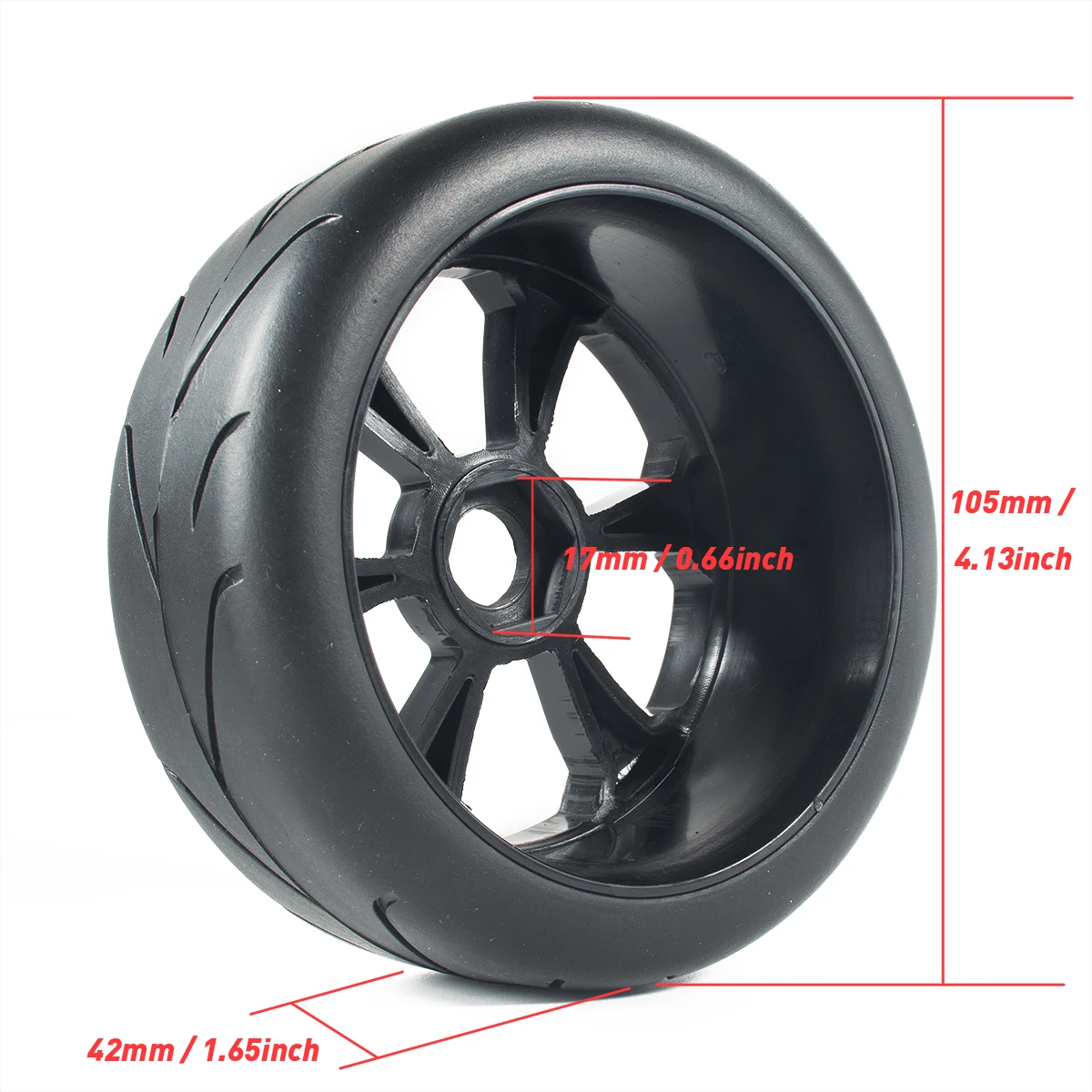 4Pcs RC 1/8 Scale On Road Hot Melt Rubber Tire & Wheel Rim Set 17mm Hex Wheels for 1:8 Hobao HSP HPI Kyosho RC Car Parts