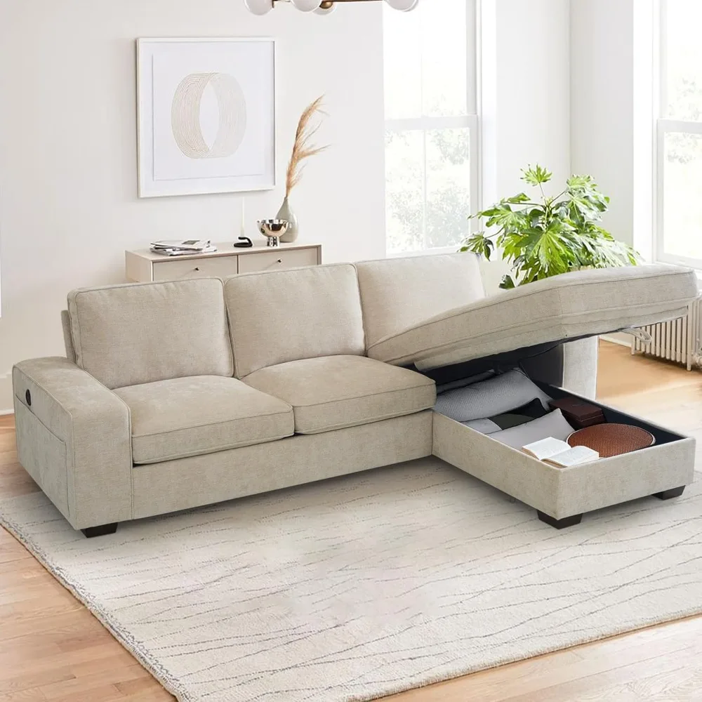 

Convertible Sectional Sofa Couch with Chaise Storage, Modern L-Shaped Reversible Design, Comfortable Chenille Fabric