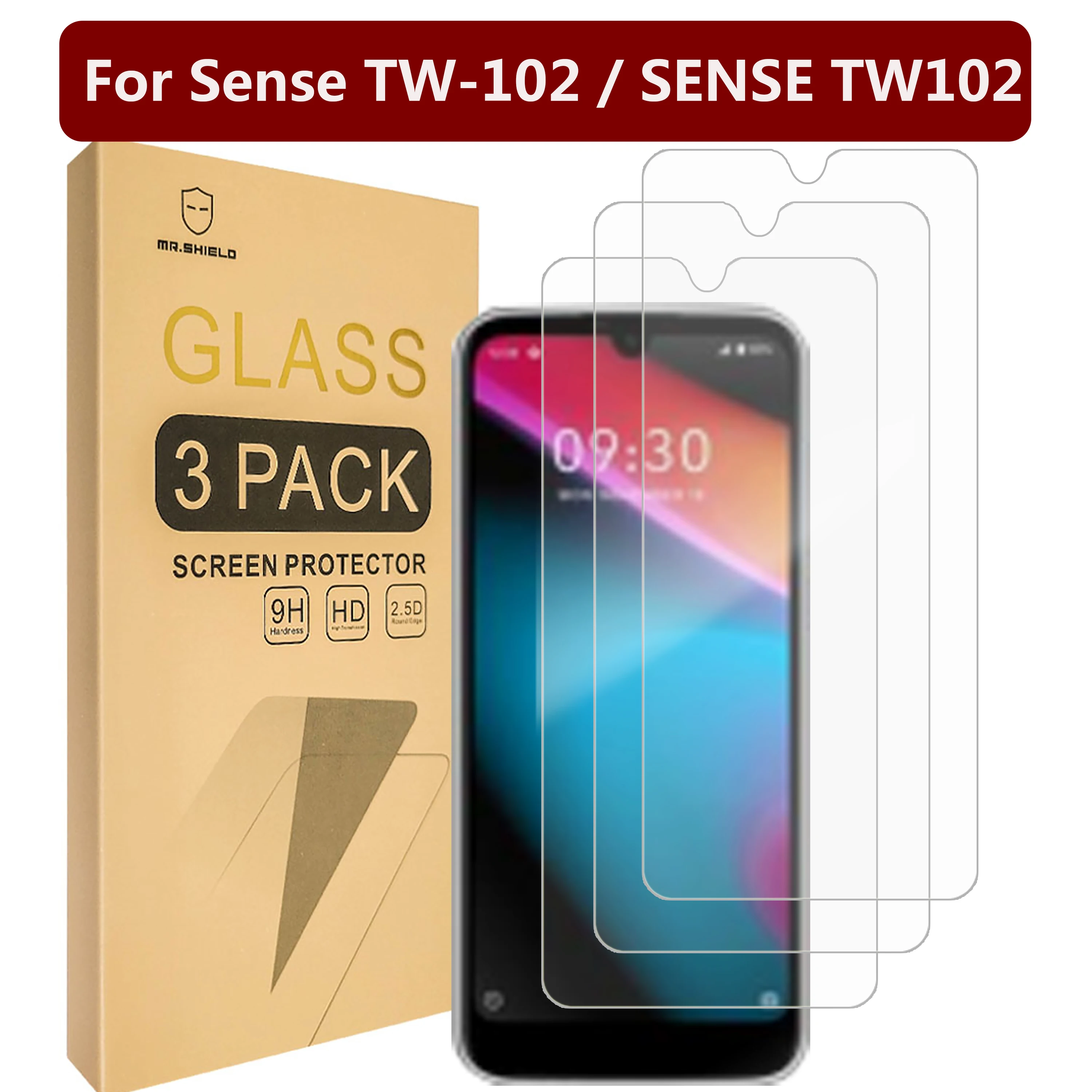 

Защитная пленка Mr.Shield [3 в упаковке] для Sense TW-102 / SENSE TW102 [закаленное стекло] [Японское стекло с твердостью 9H]