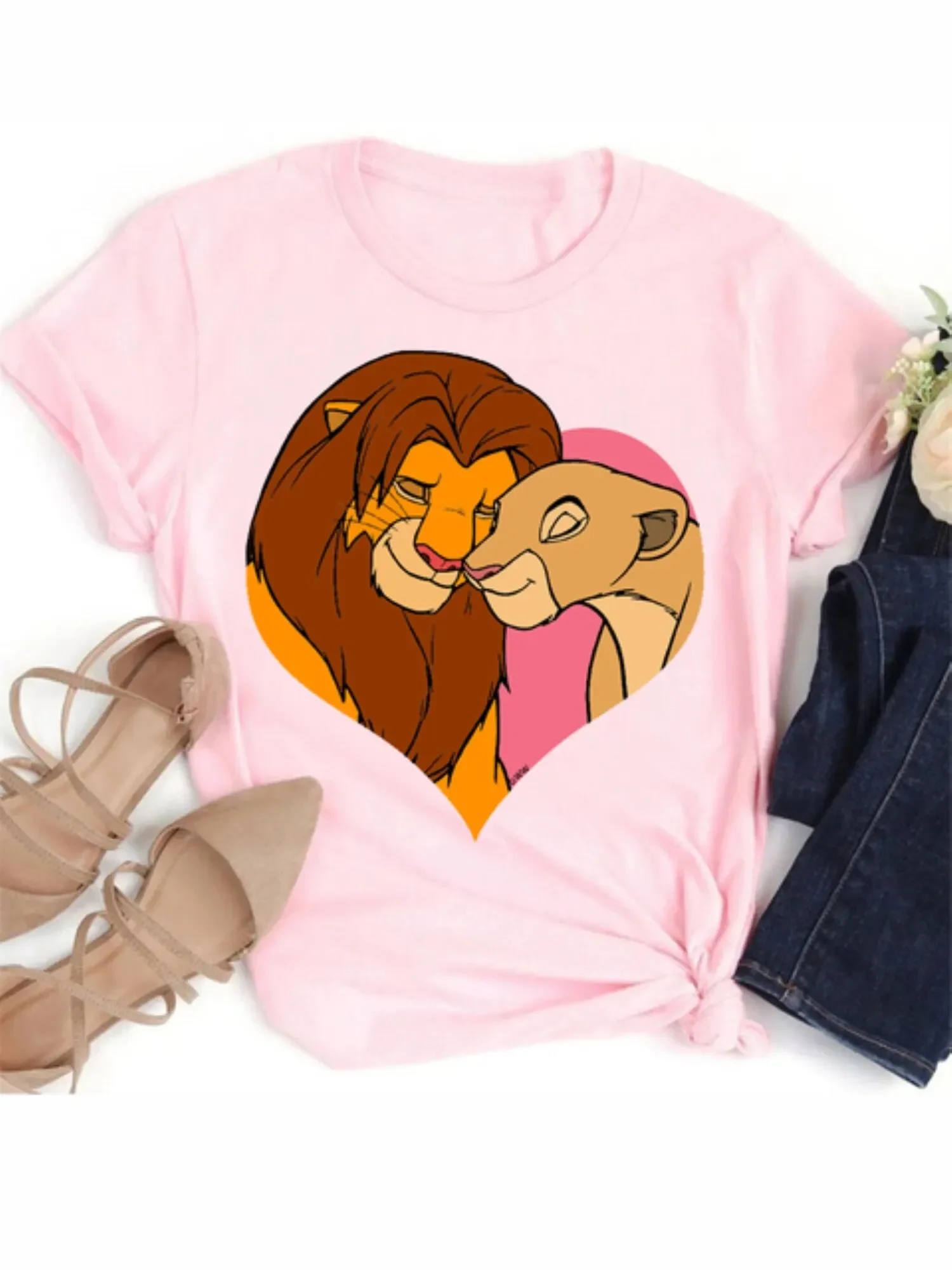 Hakina Matata T-shirt Disney Cartoon Lion King Graphics Harajuku Simba Men and Women Tops