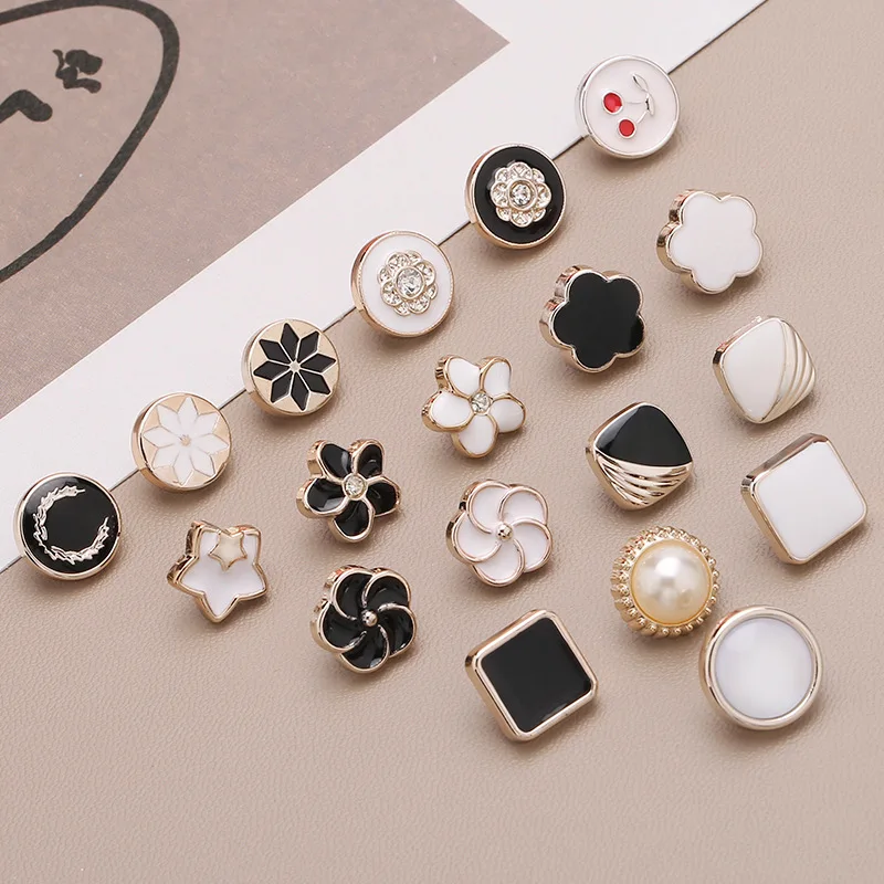 10 Pieces Plating Plastic Buttons 10-13.5mm Gold Color Fashionable Shank Buttons Woman Garment Accessories