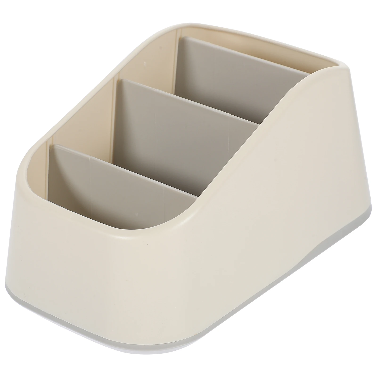 

Remote Control Storage Box Grey Narrow Holder Desk Organizer Tray Compartments PP Material Anti Slip Home Office Supplies