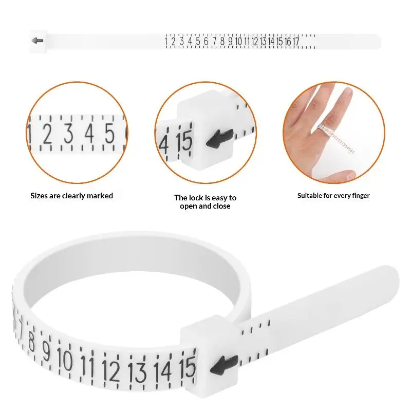 【B】Universal Ring Sizer Finger Gauge Measure Ruler Scale Plastic Jewelry Sizing Measuring Tool for US/UK/EU/HK/JP/KR/IN