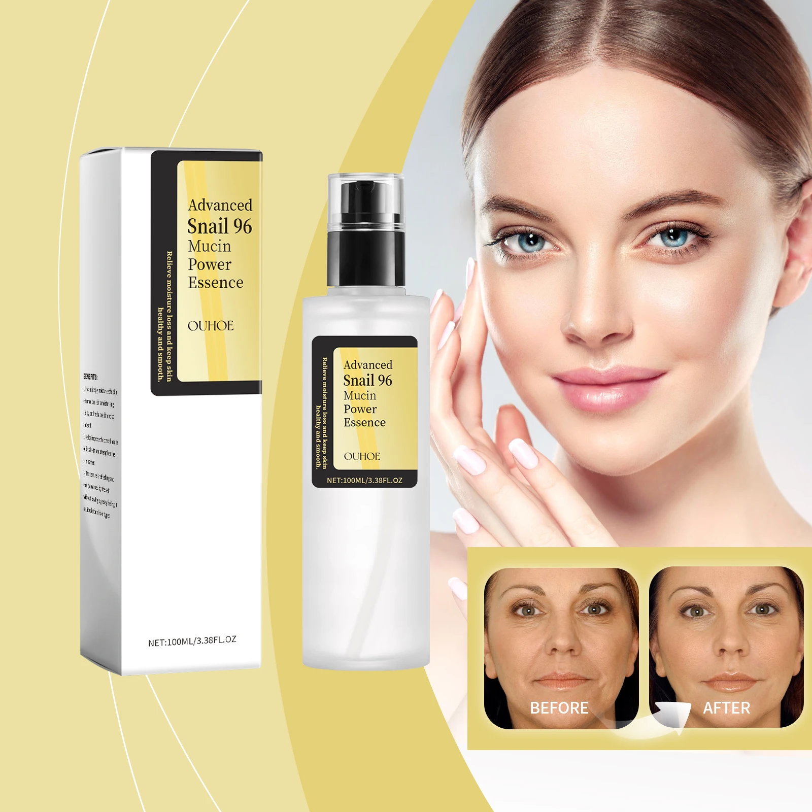Snail 96 Mucin Power Essence - 100 مل |   ترطيب وإصلاح الوجه للبشرة المتوهجة |   تركيبة العناية بالبشرة الكورية