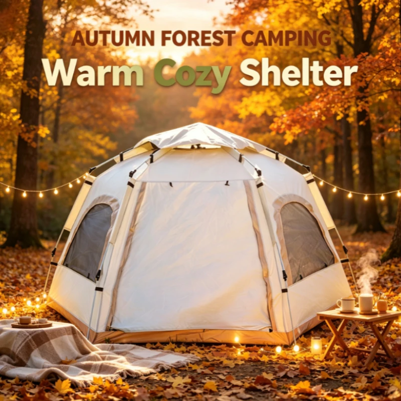 Outdoor Adventure Uva - Carpa de Camping Hexagonal Blanca Plegable
