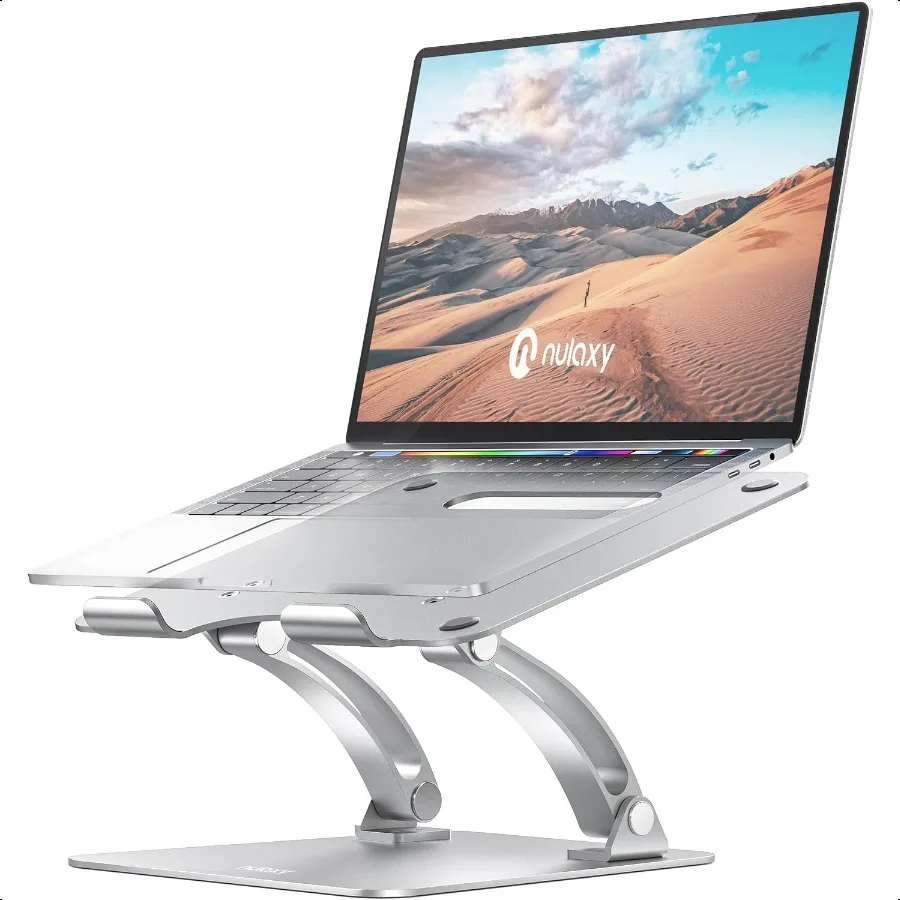 

Fully Adjustable Laptop Stand for Desk Dual Foldable Aluminum Computer Riser with HeatVent Ergomic tebook Holder Portable Offi