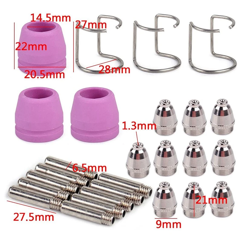 46 Uds para SG-55 AG-60 WSD-60 Kit de consumibles para cortador de Plasma boquillas de punta de antorcha de corte por Plasma tapa protectora de electrodos