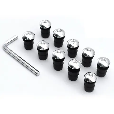 10pcs/Set Kit Motorcycle M5 15mm Metric Rubber Well Nuts Windscreen Fairing Cowl Anodized Aluminum Moto Screws Bolts