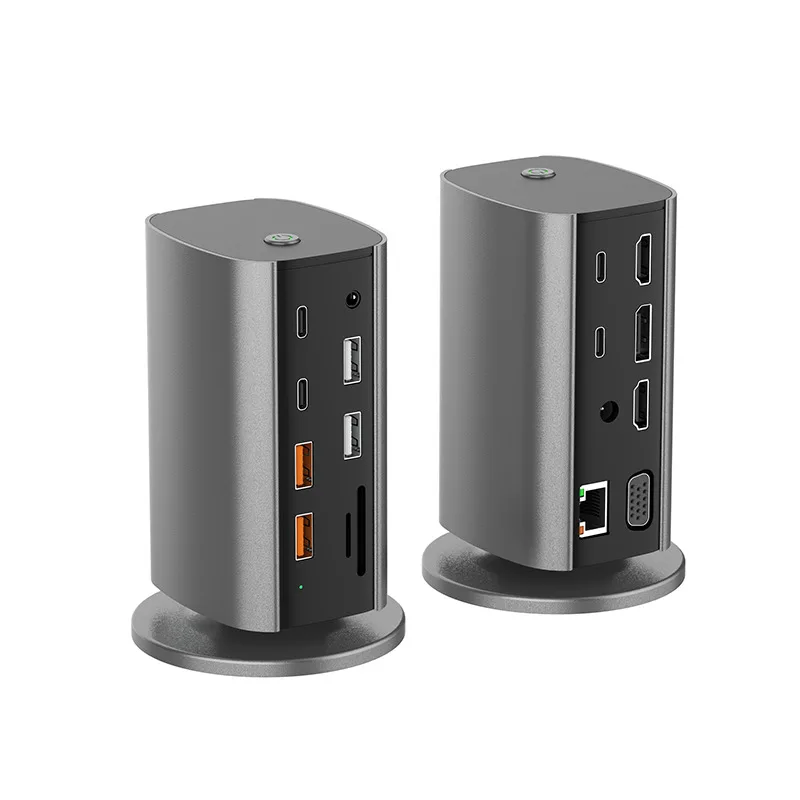 16-in-1 8K USB C Docking Station Vertical Desktop Hub Gigabit Ethernet 100W PD Aluminum Alloy